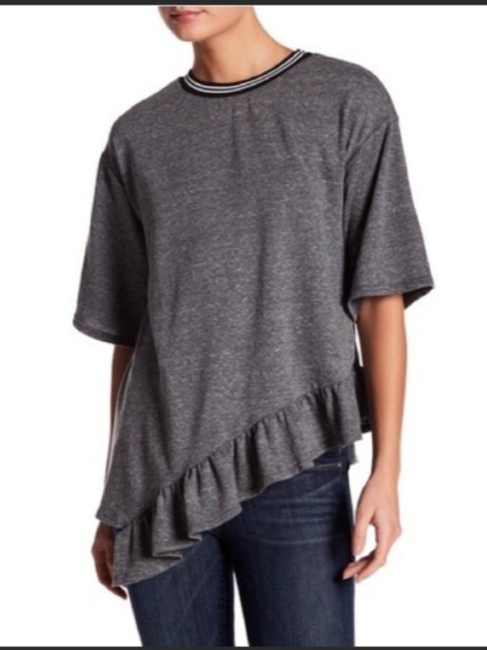 Good Luck Gem Asymmetrical Ruffle Top Size S